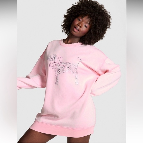 PINK Victoria's Secret Dresses & Skirts - PINK Victoria’s Secret x LoveShackFancy Rhinestone Dog Sweatshirt Dress